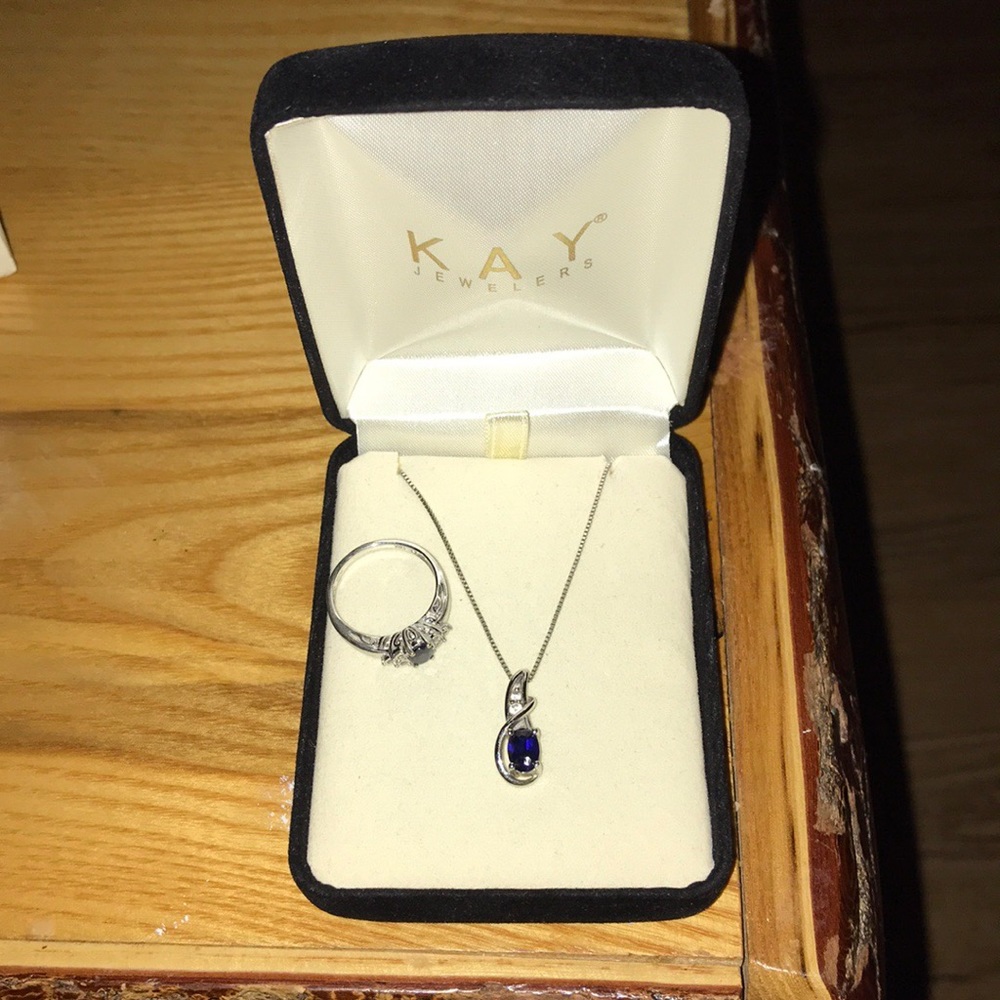 Kay’s Jewlers Sapphire Necklace and Ring